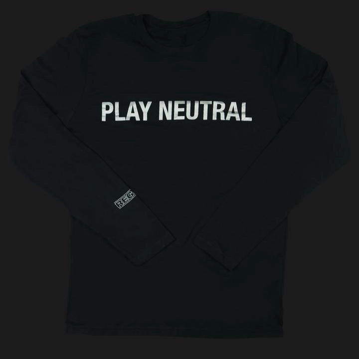 HOSPITAL PRODUCTIONS / HOSM-021 REGIS - PLAY NEUTRAL - CREW NECK LONG SLEEVE SHIRT SILVER ON BLACK (L)
