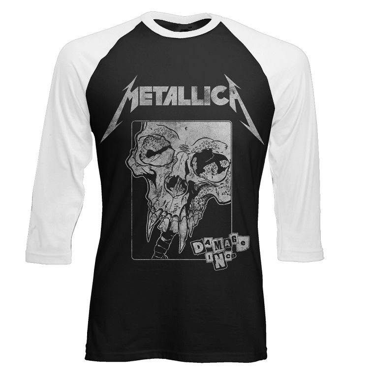 METALLICA / メタリカ / DAMAGE DETAIL INVERSED BLACK/WHITE BASEBALL T<SIZE:L>
