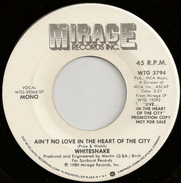WHITESNAKE / ホワイトスネイク / AIN'T NO LOVE IN THE HEART OF THE CITY
