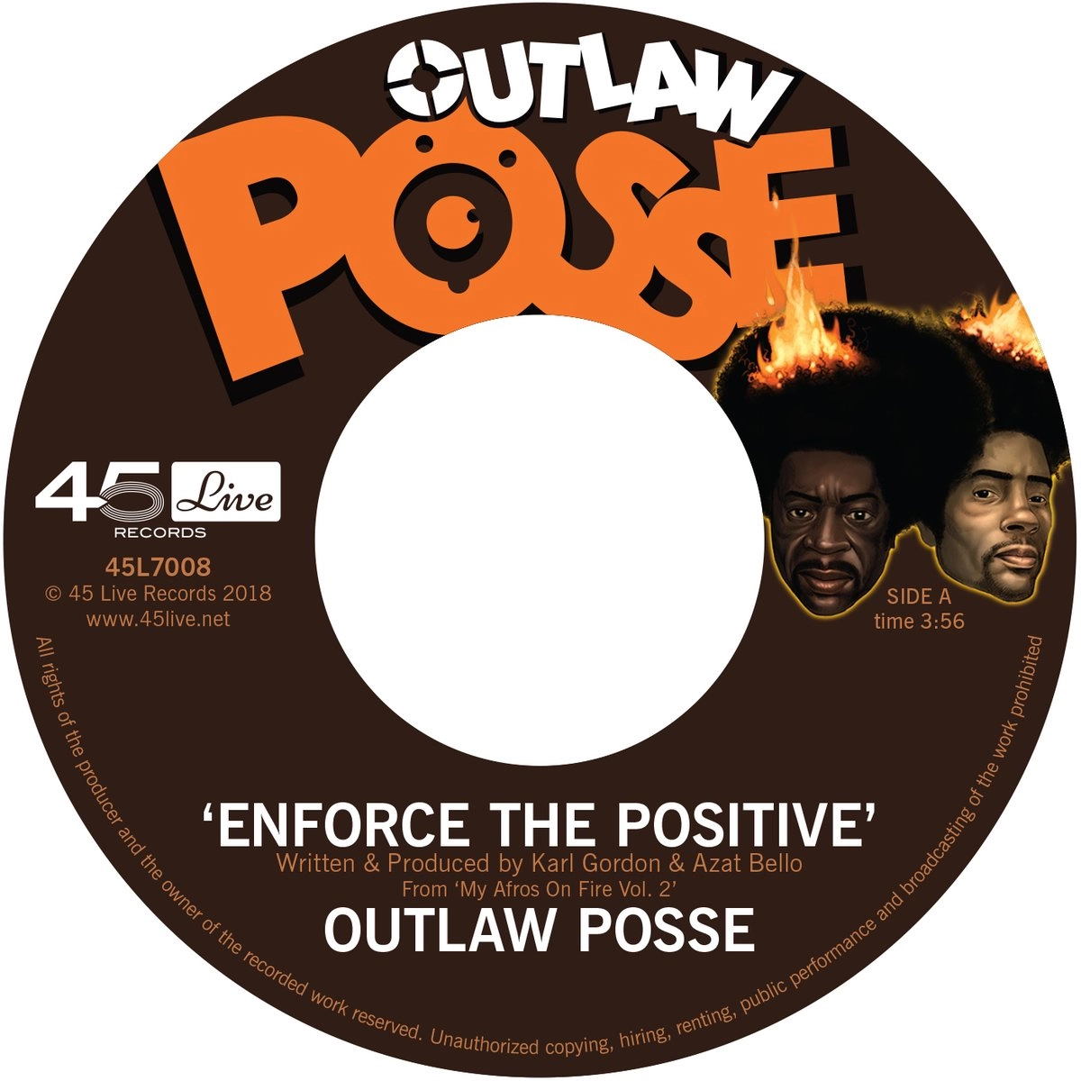 OUTLAW POSSE / ENFORCE THE POSITIVE b/w LIVING IN HACKNEY