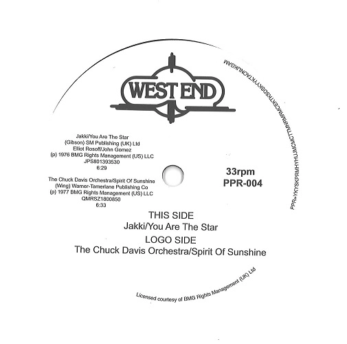 JAKKI / CHUCK DAVIS ORCHESTRA / ユー・アー・ザ・スター / スプリット・オブ・サンシャイン / YOU ARE THE STAR / SPRIT OF SUNSHINE