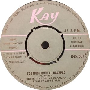 CECIL FITT & HIS ORCHESTRA / TOO MUCH SMUTT-CALYPSO