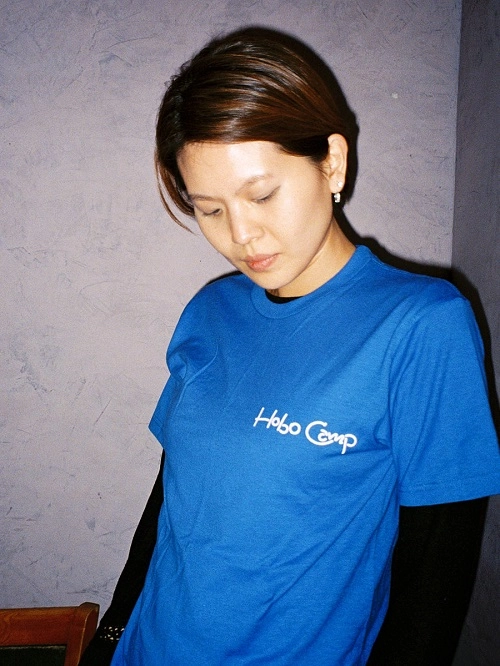 HOBO CAMP T-SHIRT / HOBO CAMP LOGO BLUE L