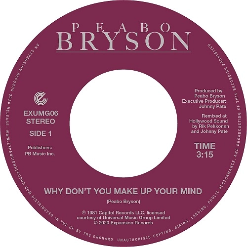 PEABO BRYSON / ピーボ・ブライソン / "WHY DON'T YOU MAKE UP YOUR MIND / PARADISE(7"")"