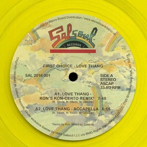 FIRST CHOICE / ファースト・チョイス / LOVE THANG FEAT. KON'S KON-CERTO REMIX (TRANSPARENT YELLOW VINYL REPRESS)