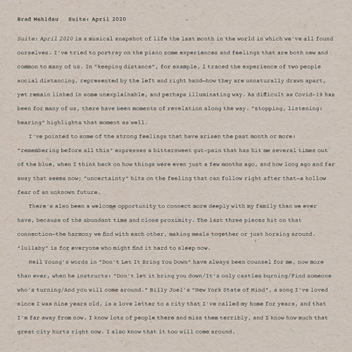 BRAD MEHLDAU / ブラッド・メルドー / SUITE: APRIL 2020 [VINYL]