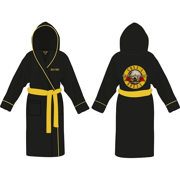 GUNS N' ROSES / ガンズ・アンド・ローゼズ / CLASSIC LOGO BLACK FLEECE BATHROBE MEDIUM / LARGE
