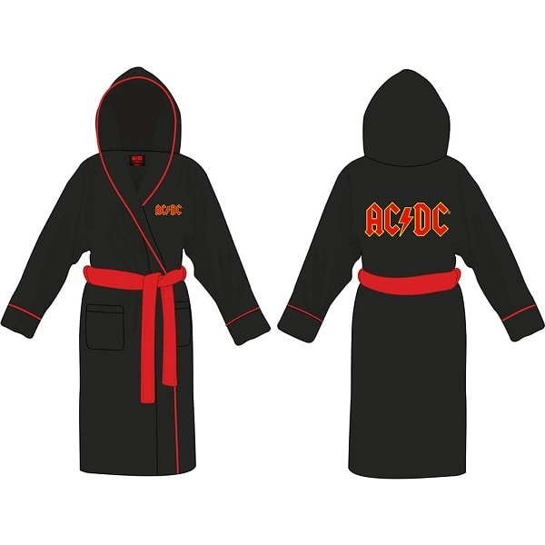AC/DC / エーシー・ディーシー / LOGO BLACK FLEECE BATHROBE MEDIUM / LARGE