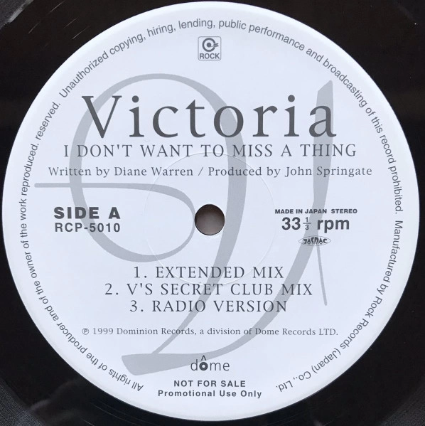 VICTORIA / ヴィクトリア / I DON'T WANT TO MISS A THING