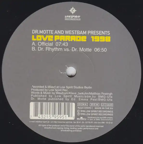 DR.MOTTE AND WESTBAM / LOVE PARADE 1998