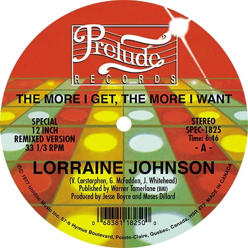 LORRAINE JOHNSON / ロレイン・ジョンソン / MORE I GET, THE MORE I WANT / FEED THE FLAME