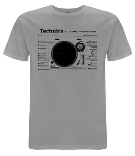 TECHNICS / TECHNICS SL-1200MK2 T-SHIRT XＬ (GREY PRINT)