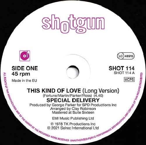 SPECIAL DELIVERY / スペシャル・デリヴァリー / THIS KIND OF LOVE(LONG VERSION) / I'VE GOT TO BE FREE