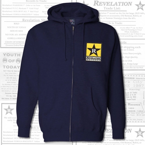 REVELATION RECORDS / XL/EMBROIDERED HOODIE NAVY
