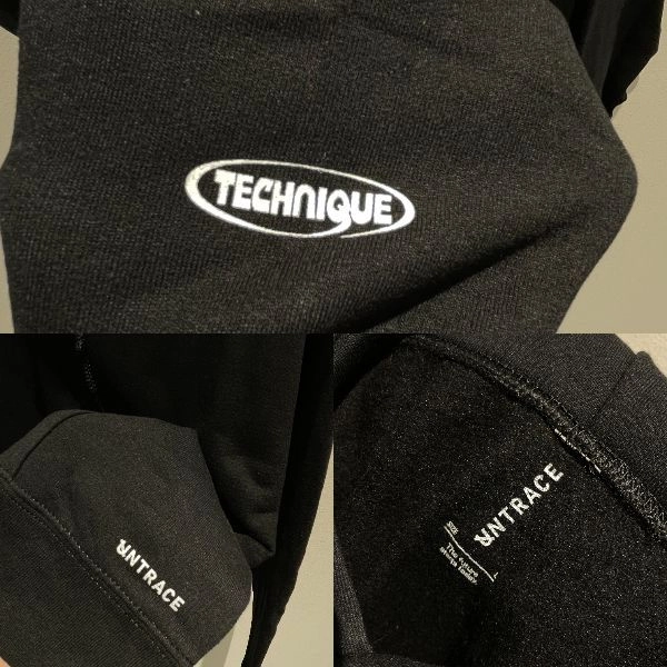UNTRACE X TECHNIQUE FEAT. CRISTIAN VOGEL / HOODIE BLACK x WHITE SIZE:XL