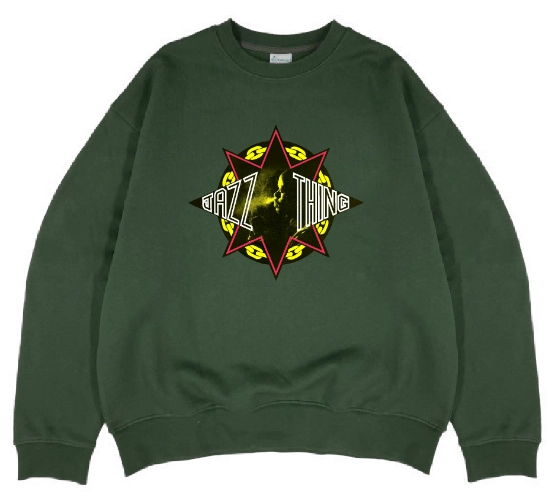 GANG STARR / STILLAS "JAZZ THING" CREWNECK SHIRT (ARMY GREEN XL)