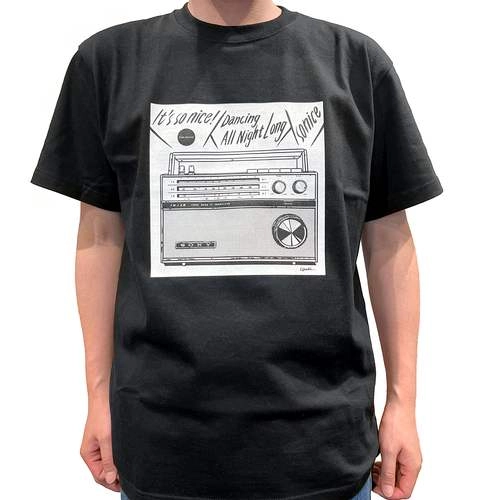 so nice × 江口寿史 / IT'S SO NICE !／DANCING ALL NIGHT LONG Tシャツ (ボディ:ブラック／イラスト:ホワイト／Sサイズ)