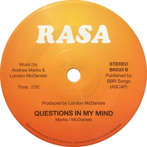 RASA / ラサ / WHEN WILL THE DAY COME / QUESTIONS IN MY MIND