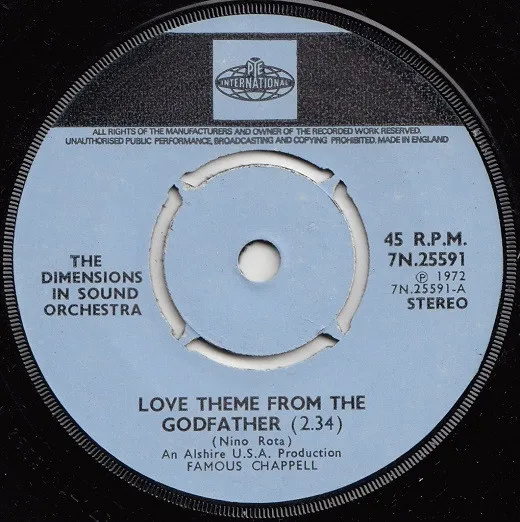 THE DIMENSIONS IN SOUND ORCHESTRA / LOVE THEME FROM THE GODFATHER