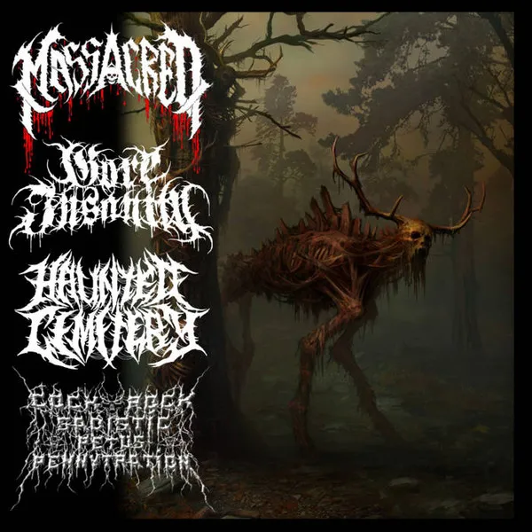 MASSACRED : GORE INSANITY : HAUNTED CEMETERY : COCKROCK SADISTIC PETUS PENNYTRATION / 4 BRUTAL WAYS TO DIE