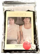 N.E.R.O. / エヌ.イー.アール.オー. / N.E.R.O. BORDERLESS ISSUE - HIGHSCHOOL / TシャツXLサイズ (ホワイトロゴ) &アクリルプレート (蛍光ピンク) & ピンバッジ (ホワイト)