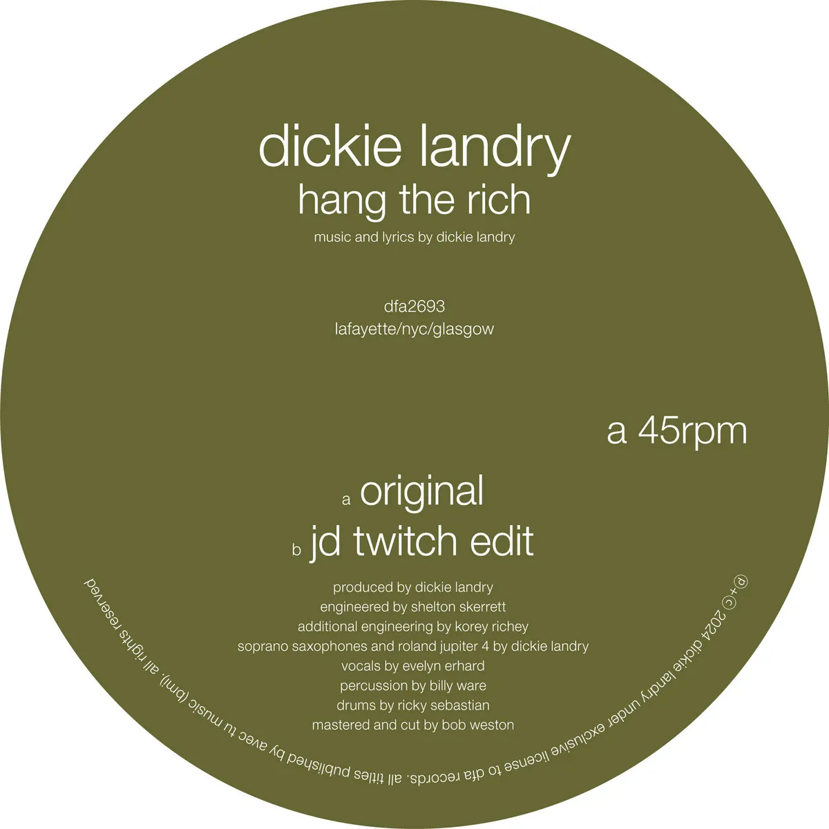 DICKIE LANDRY (RICHARD LANDRY) / HANG THE RICH