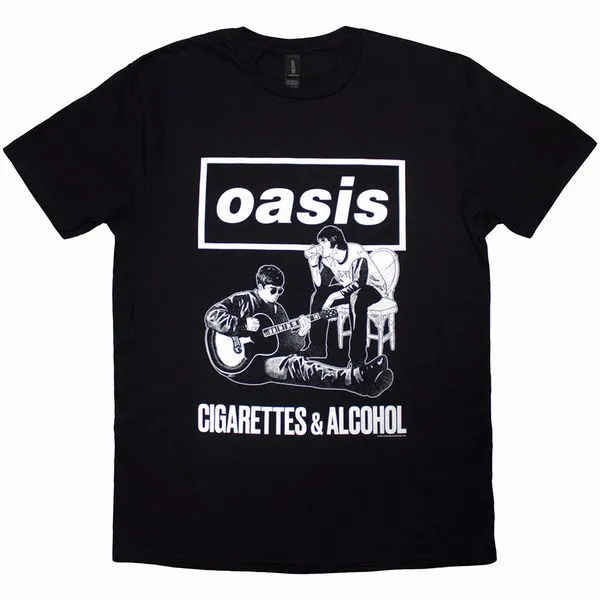 OASIS / オアシス / CIGARETTES & ALCOHOL ILLUSTRATION MONO (BLACK)(M)