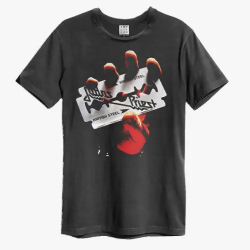 JUDAS PRIEST / ジューダス・プリースト / BRITISH STEEL AMPLIFIED VINTAGE CHARCOAL LARGE T SHIRT