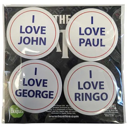 BEATLES / ビートルズ / BEATLES I LOVE 4 PACK LARGE BUTTON BADGE PACK