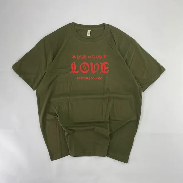 PRESSURE SOUNDS T-SHIRTS / DUB FE DUB (KHAKI GREEN RED PRINT) T-SHIRT L