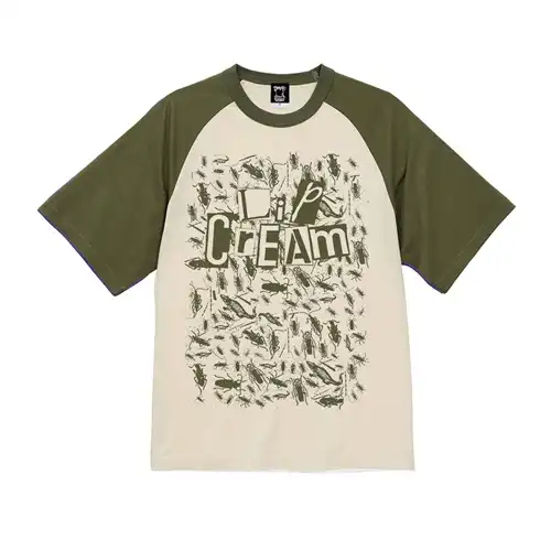 LIP CREAM / M/GOKIBURI raglan sleeve T shirt natural / olive