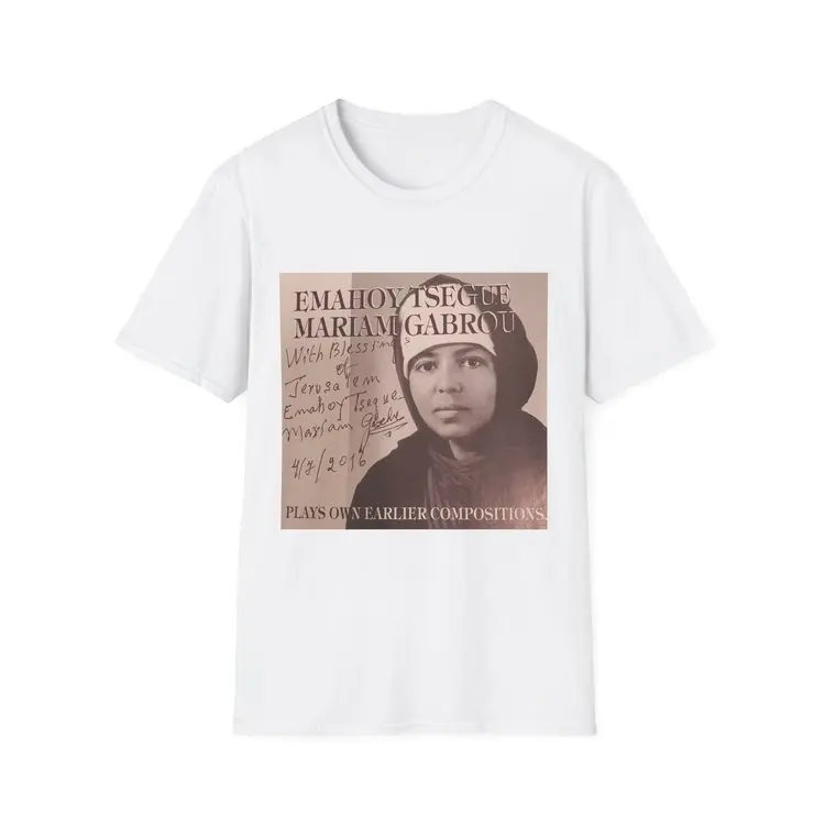 EMAHOY TSEGUE MARYAM GUEBROU / エマホイ・ツェゲ・マリアム・ゴブルー / EMAHOY SIGNATURE T-SHIRT (WHITE)-XL