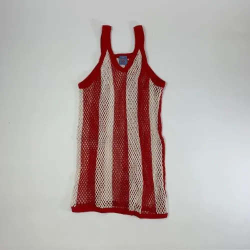 CRYSTAL(網シャツ) / アミシャツ STRIPE RED×WHITE SIZE  L