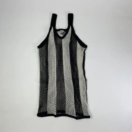 CRYSTAL(網シャツ) / アミシャツ STRIPE BLACK×WHITE SIZE  M