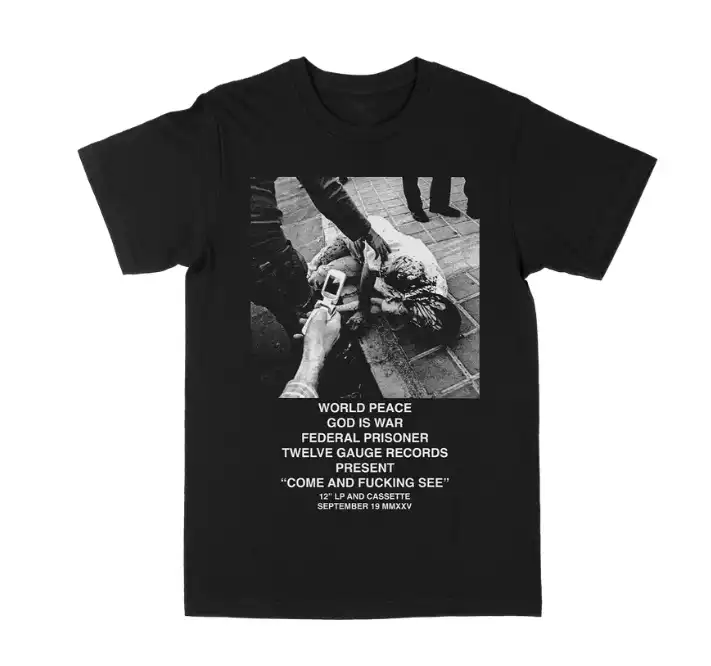 WORLD PEACE & GOD IS WAR / L/FLIP PHONE BLACK T-SHIRT
