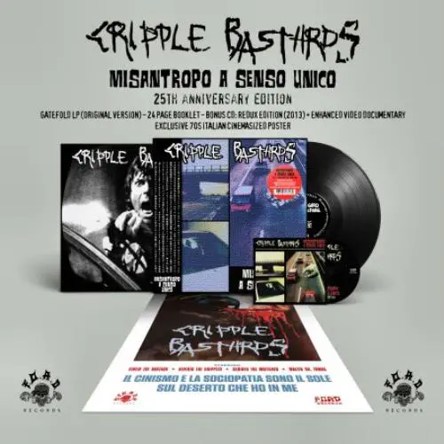 CRIPPLE BASTARDS / クリップル・バスターズ / MISANTROPO A SENSO UNICO - 25 ANNIVERSARY EDITION (LP+CD/SOLID BLACK VINYL)