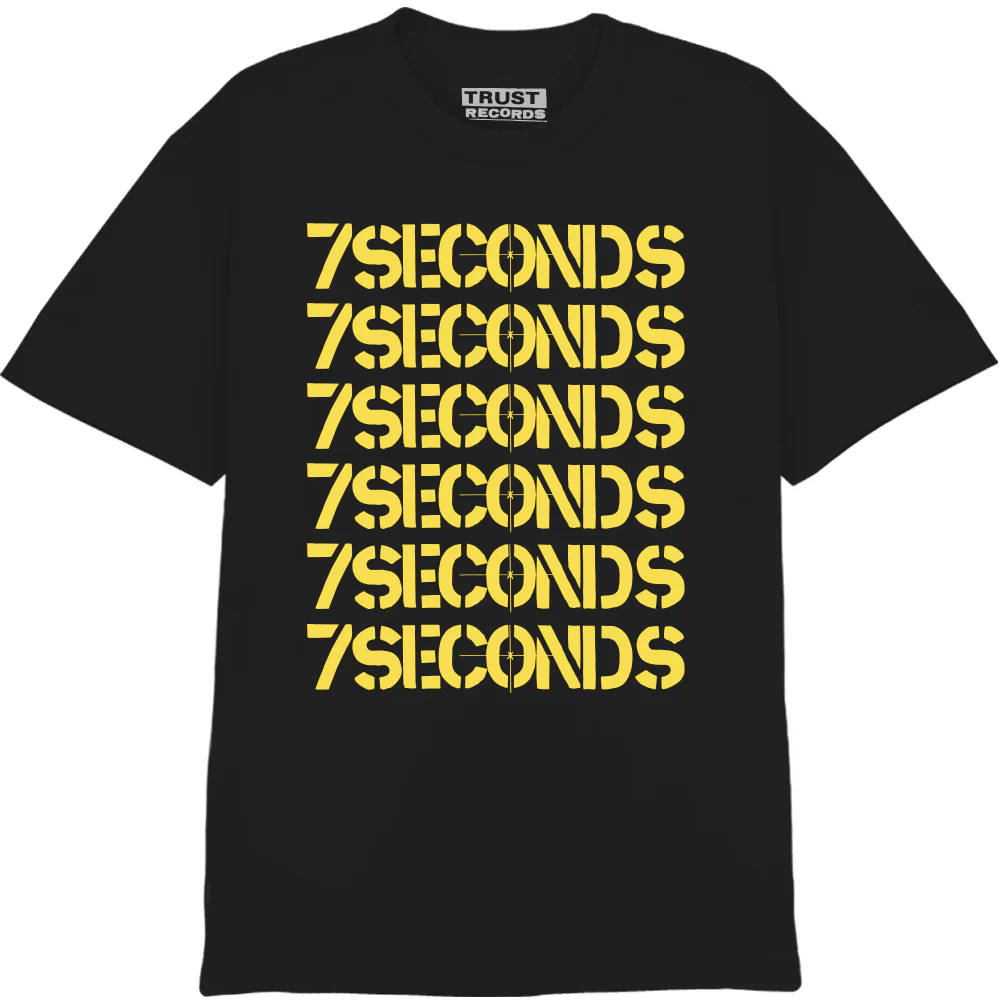 7 SECONDS / セブン・セカンズ / M/GOLD REPEATING LOGO BLACK T-SHIRT
