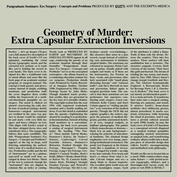 EARTH X BLACK NOI$E / GEOMETRY OF MURDER: EXTRA CAPSULAR EXTRACTION INVERSIONS