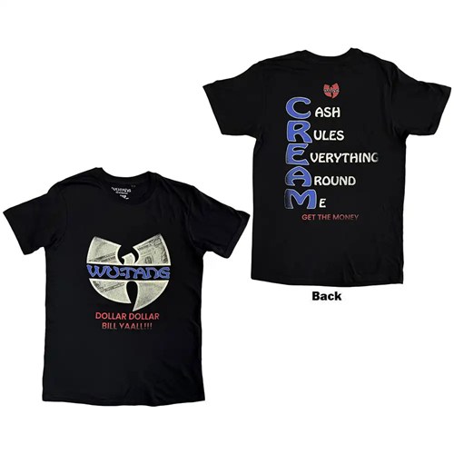 WU-TANG CLAN / ウータン・クラン / C.R.E.A.M. BLACK (BACK PRINT) (XL)