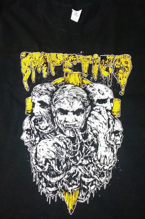 IMPETIGO / インペチゴ / IMPETIGO T-SHIRT(WHITE AND YELLOW PRINT ON BLACK)<SIZE:L>