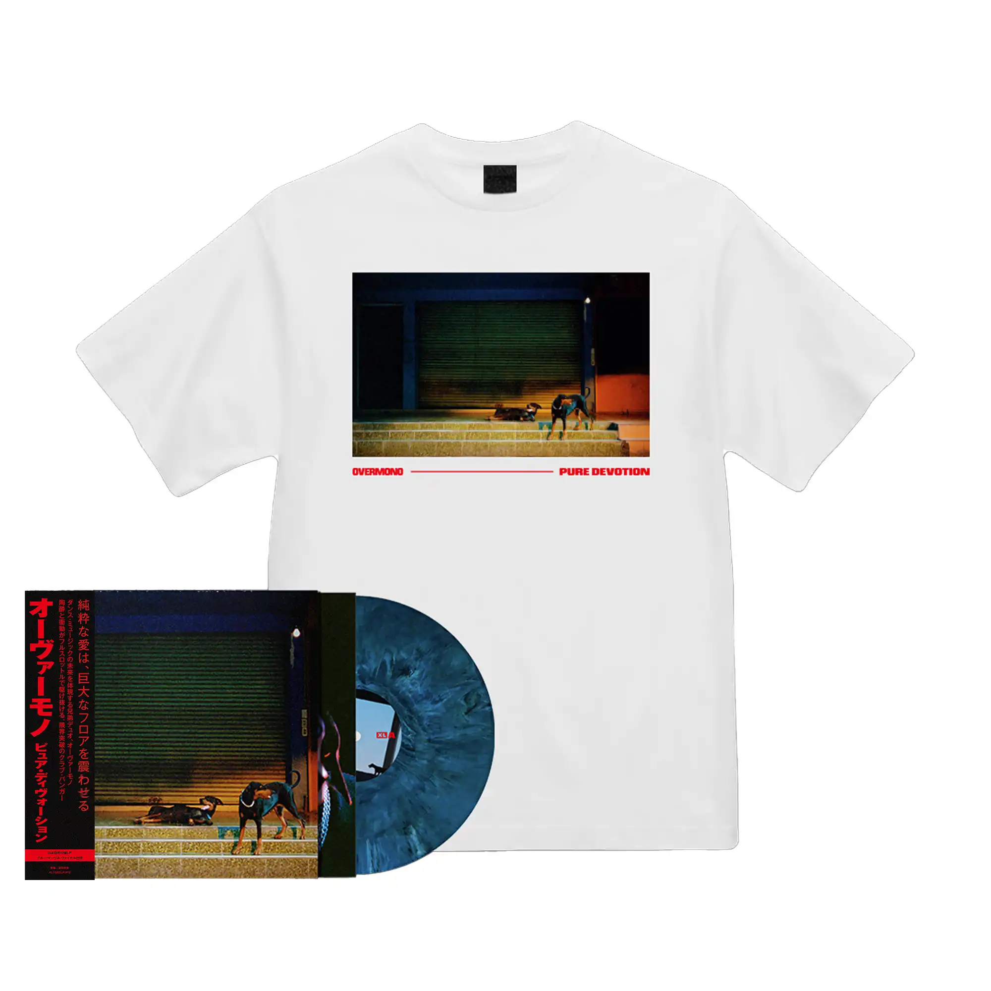 OVERMONO / オーヴァーモノ / ピュア･ディヴォーション 輸入盤LP+SサイズTシャツ（数量限定 / ブルー･マーブル･ヴァイナル / 日本語帯付き / 解説書封入） / PURE DEVOTION