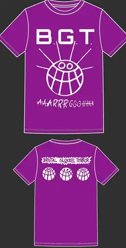 B.G.T. (BRUTAL GLOCKEL TERROR)  / XL/PURPLE T-SHIRT