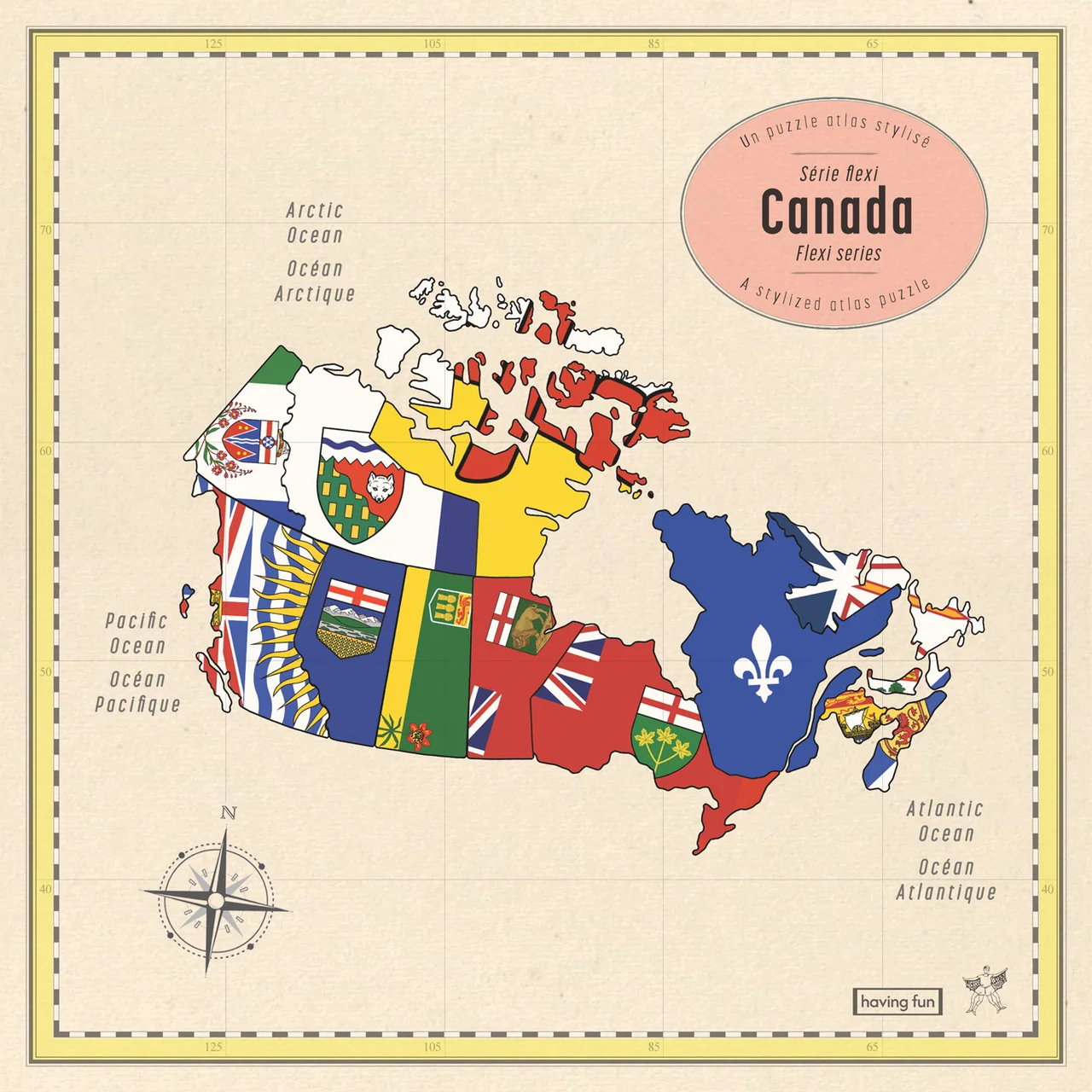 MAP OF CANADA PUZZLE SERIES / BOX SET (13-PART 7" SERIES BOXSET; EACH PICTURE FLEXI 7" SINGLE IS OVERLAID FORM A MAP OF CANADA)