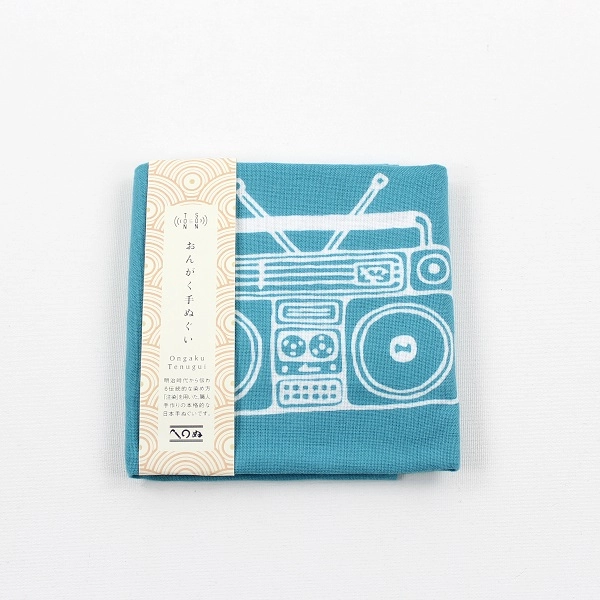 おんがく手ぬぐい / おんがく手ぬぐい　ラジカセ柄 ミントグリーン
