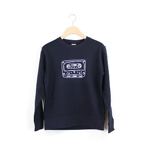 TON & SON / CASETTE TAPE SWEAT SHIRTS NAVY L